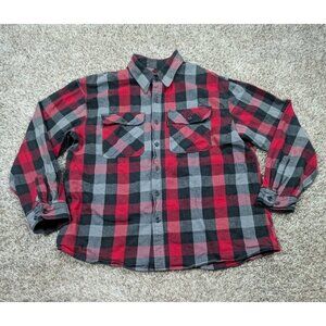 Five Brother Heavyweight Flannel Shirt Mens XL Red Buffalo Plaid Outdoor Pockets